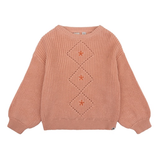 [Daily7 930057/5320] (girls Knitted Sweat Fancy Print Peach Pink) 043045