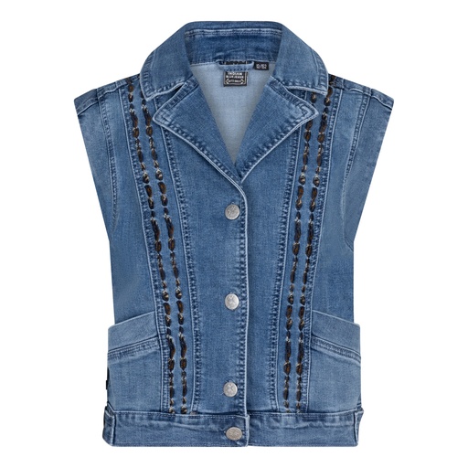 [Indian Blue Jeans 970011/7151] (girls Denim Gilet Embroidery Medium denim) 043080